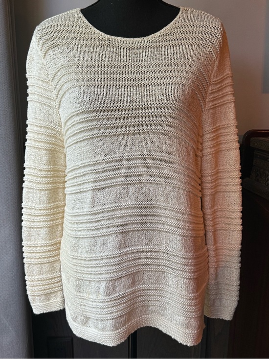 Dana Buchman Sweaters - Dana Buchman Cream Textured Knit Scoop Neck Sweater large